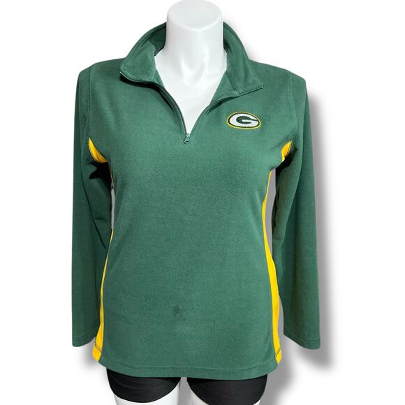NFL Team Apparel Womens Fleece Sweatshirt Quarter Zip Pullover Green Bay Packers - Picture 1 of 6